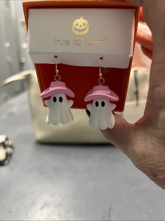 True To Form Jewelry - NIB True to Form Pink Hat Ghost Dangle Earrings